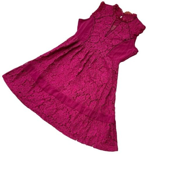 Dex Maroon Lace Mini Dress US M - Picture 3 of 8